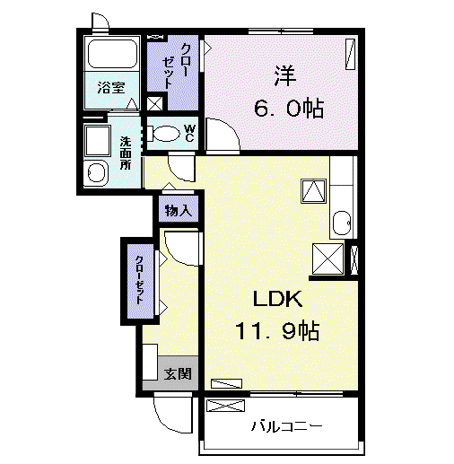 ひいらぎ館Ⅰ(1LDK/1階)の間取り写真