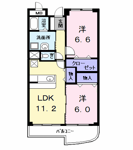 クレディア21(2LDK/3階)の間取り写真