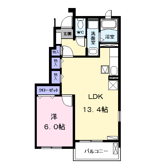 スフリーズEGAMI(1LDK/1階)の間取り写真