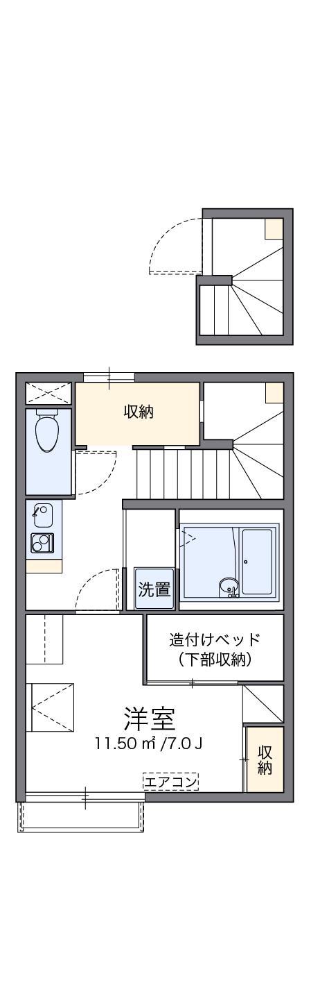 レオパレスレザン(1K/2階)の間取り写真