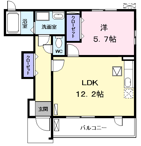 サン ブリーズ Ⅰ(1LDK/1階)の間取り写真