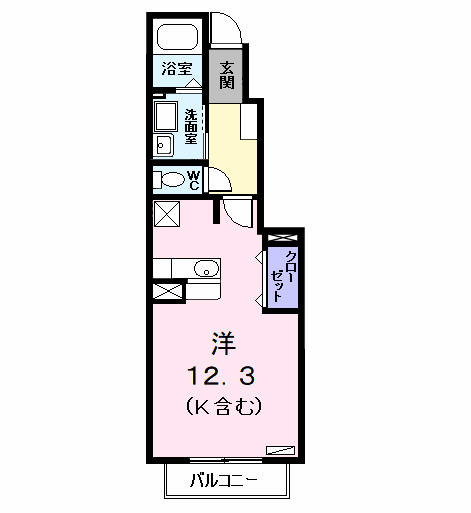 ノイアクティーフ(ワンルーム/1階)の間取り写真