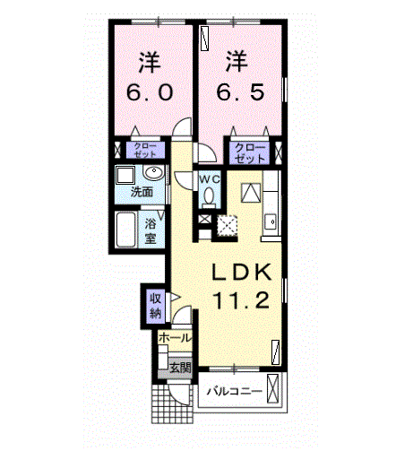 オレンジガーデンV A(2LDK/1階)の間取り写真
