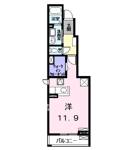 エスポワールT(ワンルーム/1階)の間取り写真