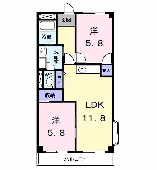 パークサイドパレス(2LDK/4階)の間取り写真