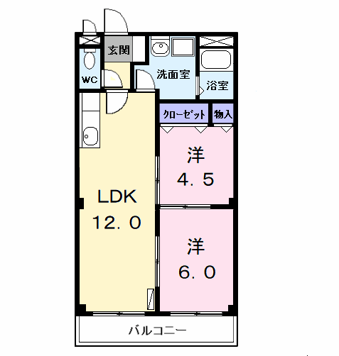 シャランフロイデ(2LDK/3階)の間取り写真