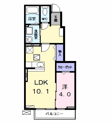 ブローテ吉津(1LDK/1階)の間取り写真