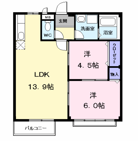 リバーサイド800(2LDK/2階)の間取り写真