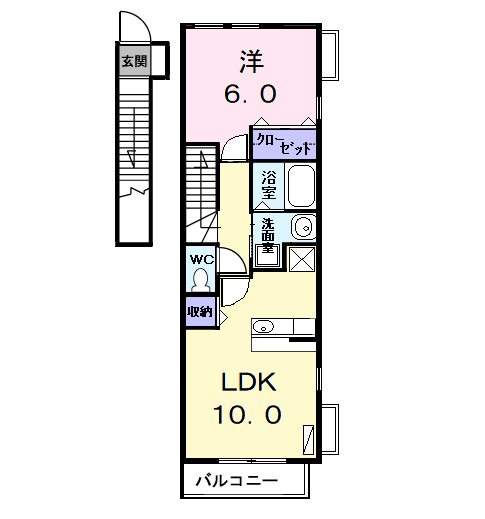 カルア千成(1LDK/2階)の間取り写真