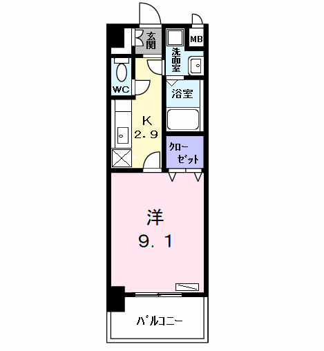ライラック(1K/3階)の間取り写真