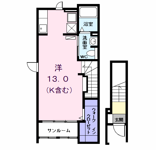 パークサイドM Ⅱ(ワンルーム/2階)の間取り写真