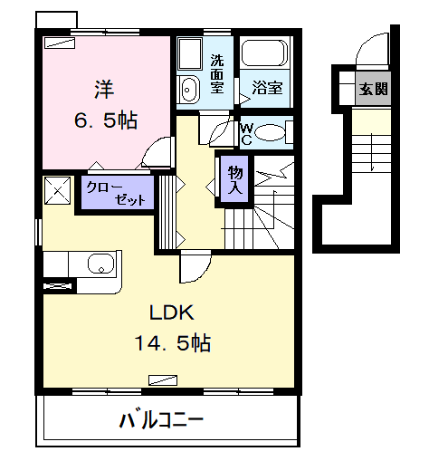 クローバースクエア(1LDK/2階)の間取り写真