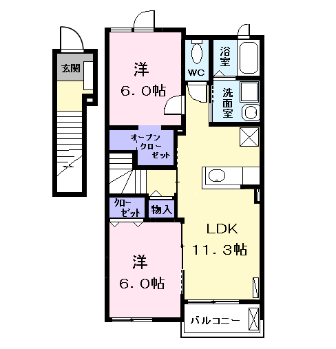 グレイス A(2LDK/2階)の間取り写真