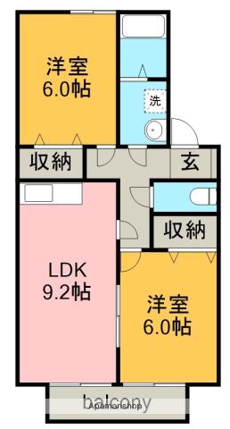 ルポプレジールⅡ(2LDK/1階)の間取り写真