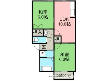 プチハウスタケダ(2LDK/2階)の間取り写真