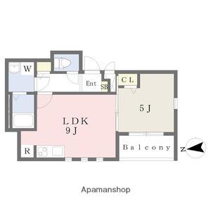 MOVE山王ウエスト(1LDK/2階)の間取り写真