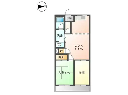 ハイツエスカイア(2LDK/3階)の間取り写真