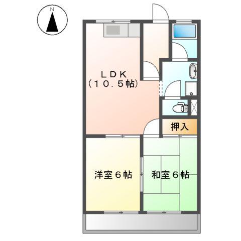 ロイヤルコープM(2LDK/3階)の間取り写真