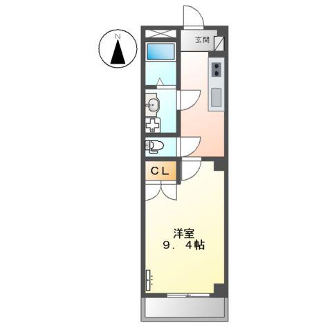 プランドールかの里(1K/1階)の間取り写真