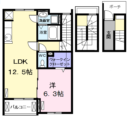 グラン ソレイユ Ⅰ(1LDK/3階)の間取り写真