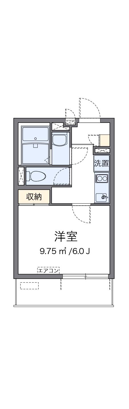 クレイノYUKA3(1K/2階)の間取り写真