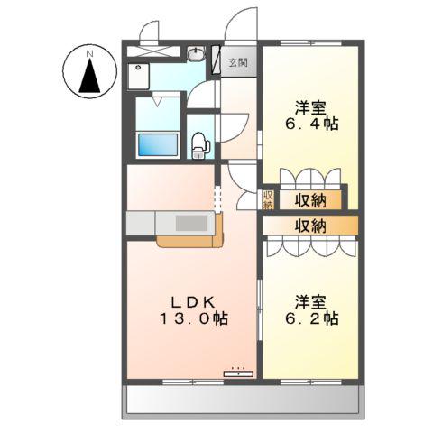 ルミナスハイム(2LDK/1階)の間取り写真