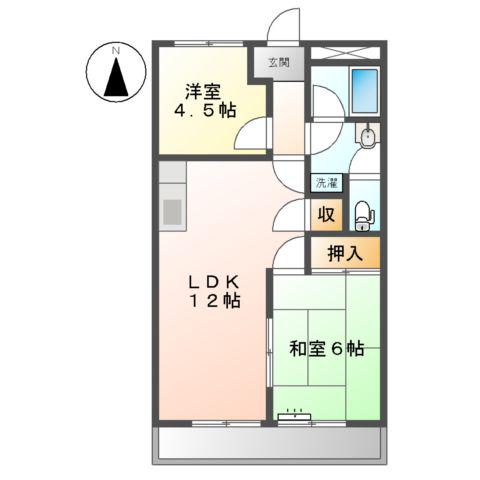 エスペランサ西前田(2LDK/1階)の間取り写真