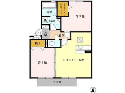 シャンポール小碓(2LDK/1階)の間取り写真