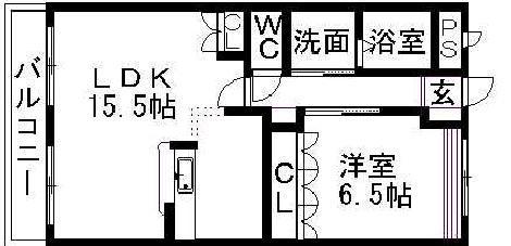 関西本線 春田駅 徒歩11分 2階建 築21年(1LDK/2階)の間取り写真