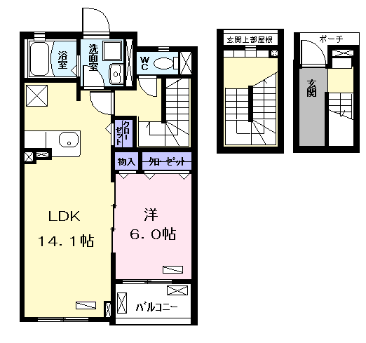 メゾンアルモニー(1LDK/3階)の間取り写真