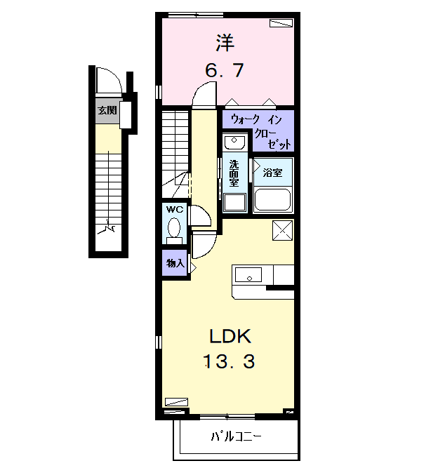 ファミリエール(1LDK/2階)の間取り写真