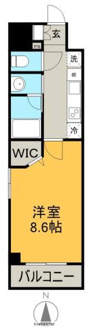 イースクエア並木(1K/8階)の間取り写真