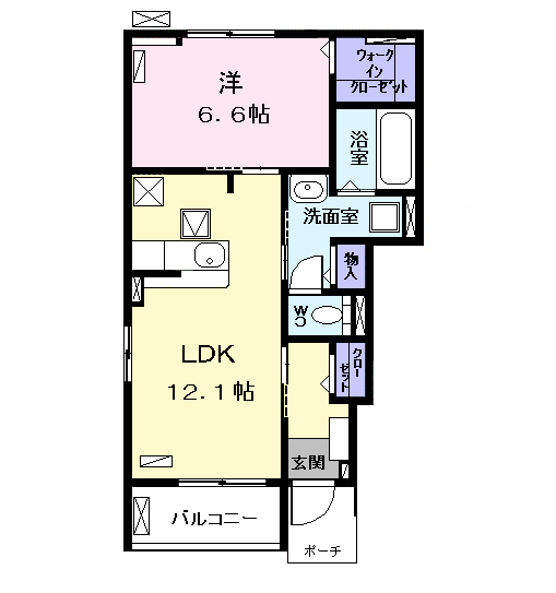 フォルトゥーナⅢ(1LDK/1階)の間取り写真