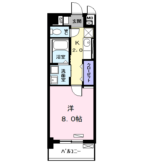 パークサイドグリーン(1K/3階)の間取り写真