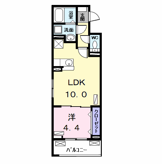ルナリア(1LDK/2階)の間取り写真