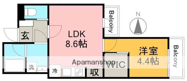 ベネフィス港楽(1LDK/1階)の間取り写真