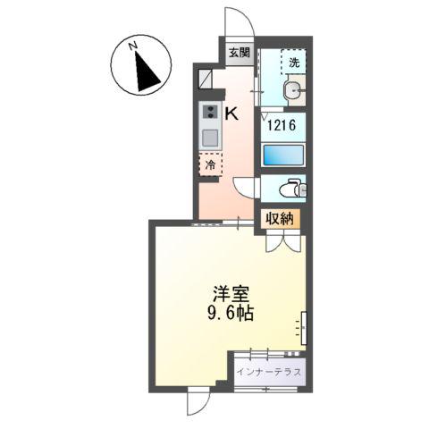 ラ・ヴィータ(1K/1階)の間取り写真