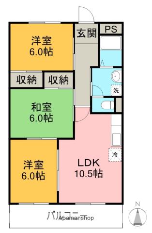 ハイツ・エスポアール(3LDK/2階)の間取り写真