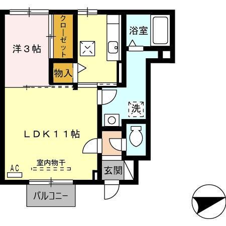 クレセント(1LDK/1階)の間取り写真