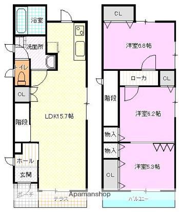 コアノス小本(3LDK/1階)の間取り写真
