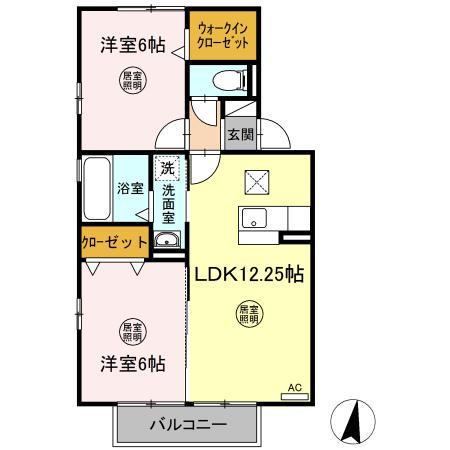 ガーデンスクエア B(2LDK/1階)の間取り写真
