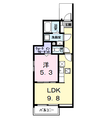 名鉄津島線 甚目寺駅 徒歩24分 2階建 築1年(1LDK/1階)の間取り写真