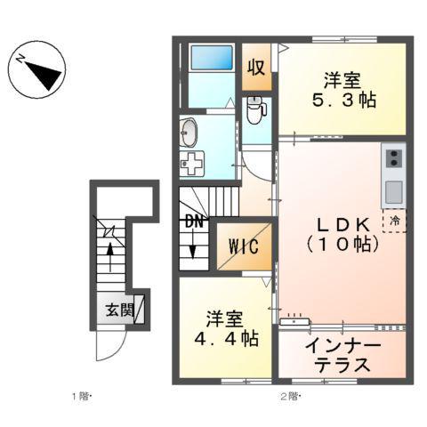 アートブランチ(2LDK/2階)の間取り写真