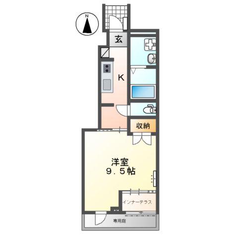 名鉄津島線 七宝駅 徒歩40分 2階建 築1年(1K/1階)の間取り写真