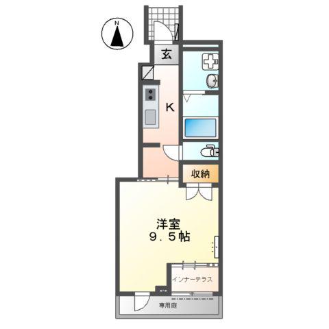 名鉄津島線 七宝駅 徒歩40分 2階建 築1年(1K/1階)の間取り写真