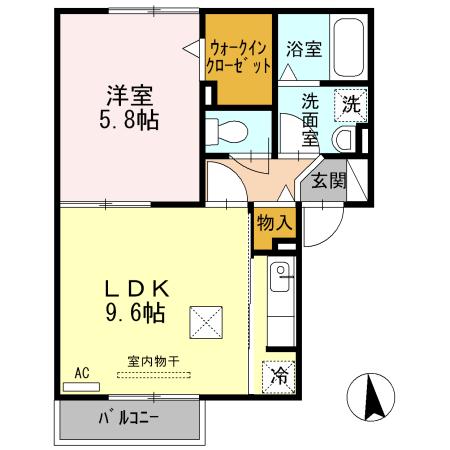 プレジール須田(1LDK/1階)の間取り写真