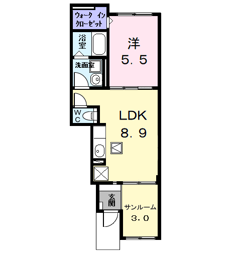 セリーナ(1LDK/1階)の間取り写真