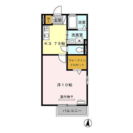シャルマンII(1K/2階)の間取り写真