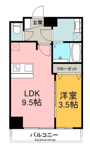 プレサンス高畑ルミア(1LDK/13階)の間取り写真