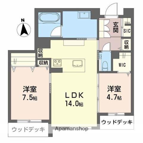 名古屋臨海高速鉄道 荒子駅 徒歩7分 3階建 新築(2LDK/1階)の間取り写真